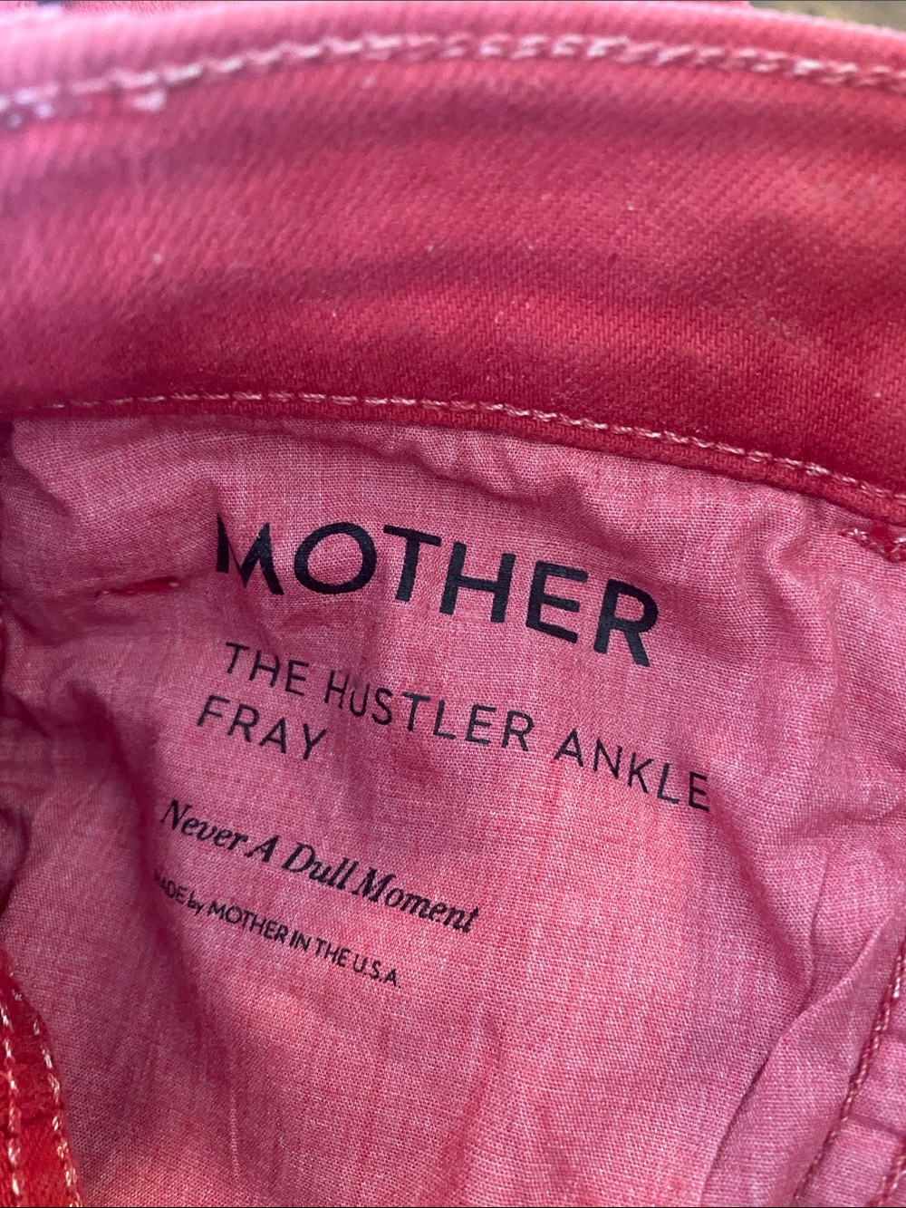 MOTHER The Hustler Ankle Fray Red Women's Jeans Never a Dull Moment - Picture 6 of 6